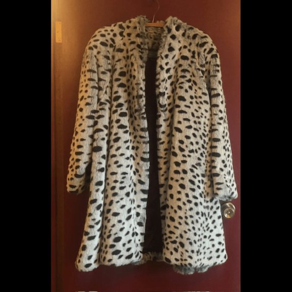 Faux Fur Animal Print Coat - Picture 1 of 4